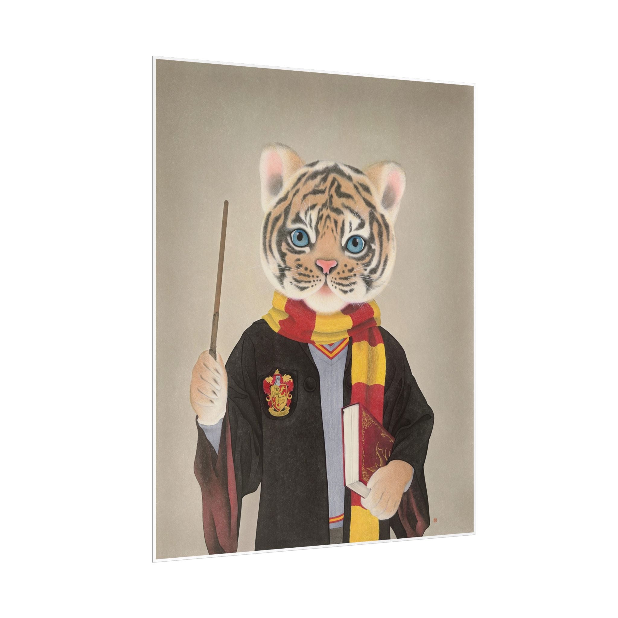 Magic tiger Art Poster, Cute Animal Decor, Christmas Wall Art, Kids Room Decoration, Gift for Animal Lovers