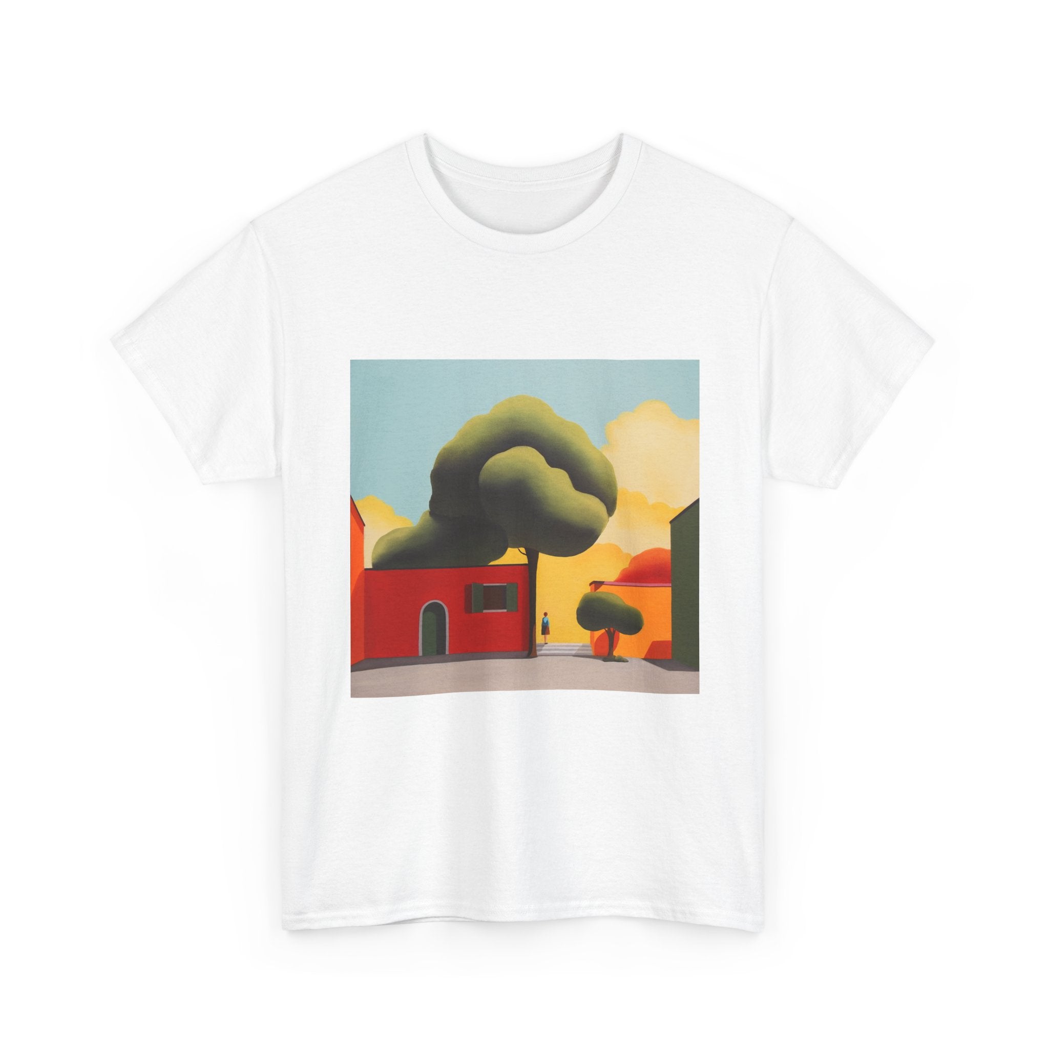 T-Shirt with Tree and House Design, Tropical Art Tee for Nature Lovers, Gift for Adventurers, Casual Everyday Wear, Summer Style