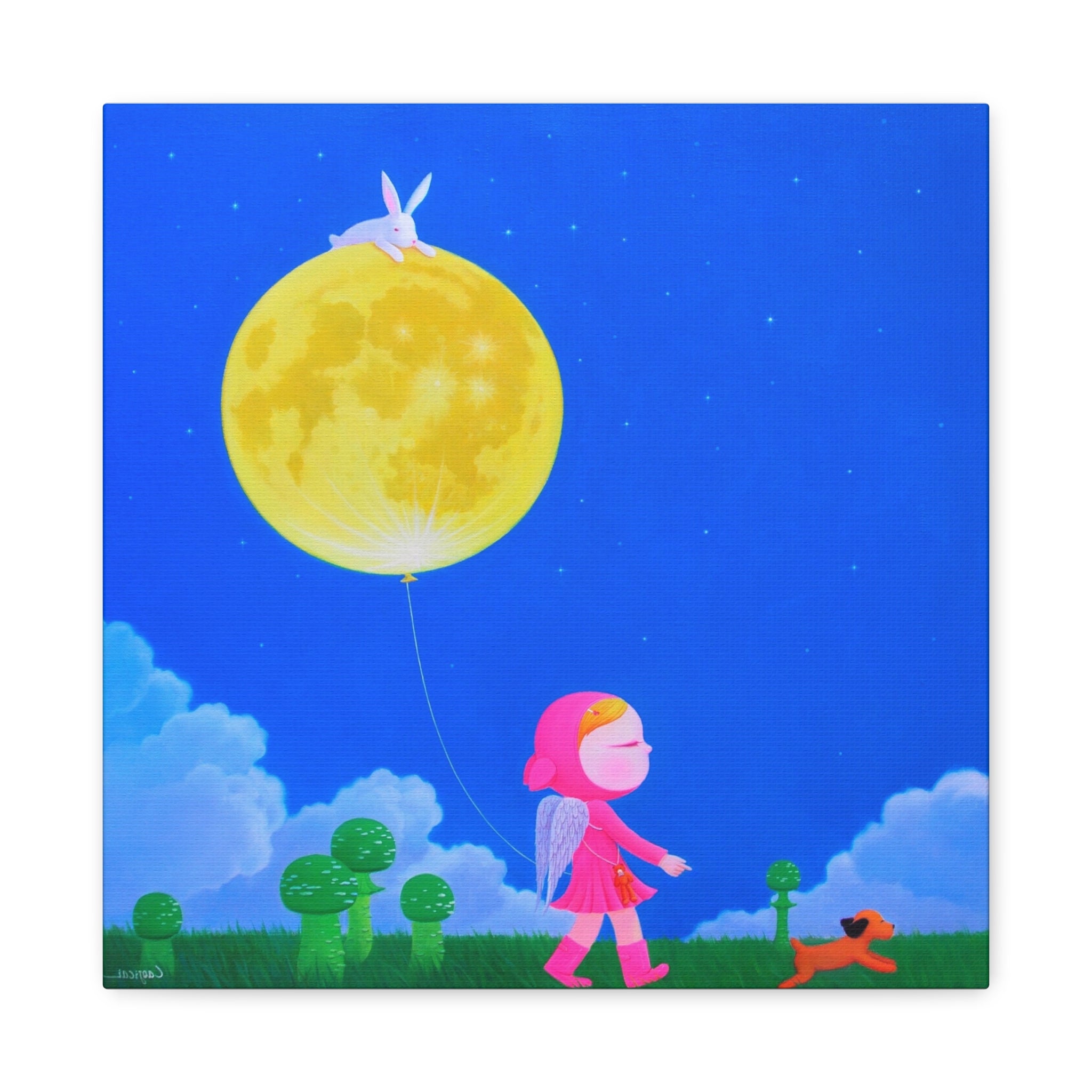 Walking under the moonlight - Chinese Contemporary artist - Canvas Print - Artwork for kids