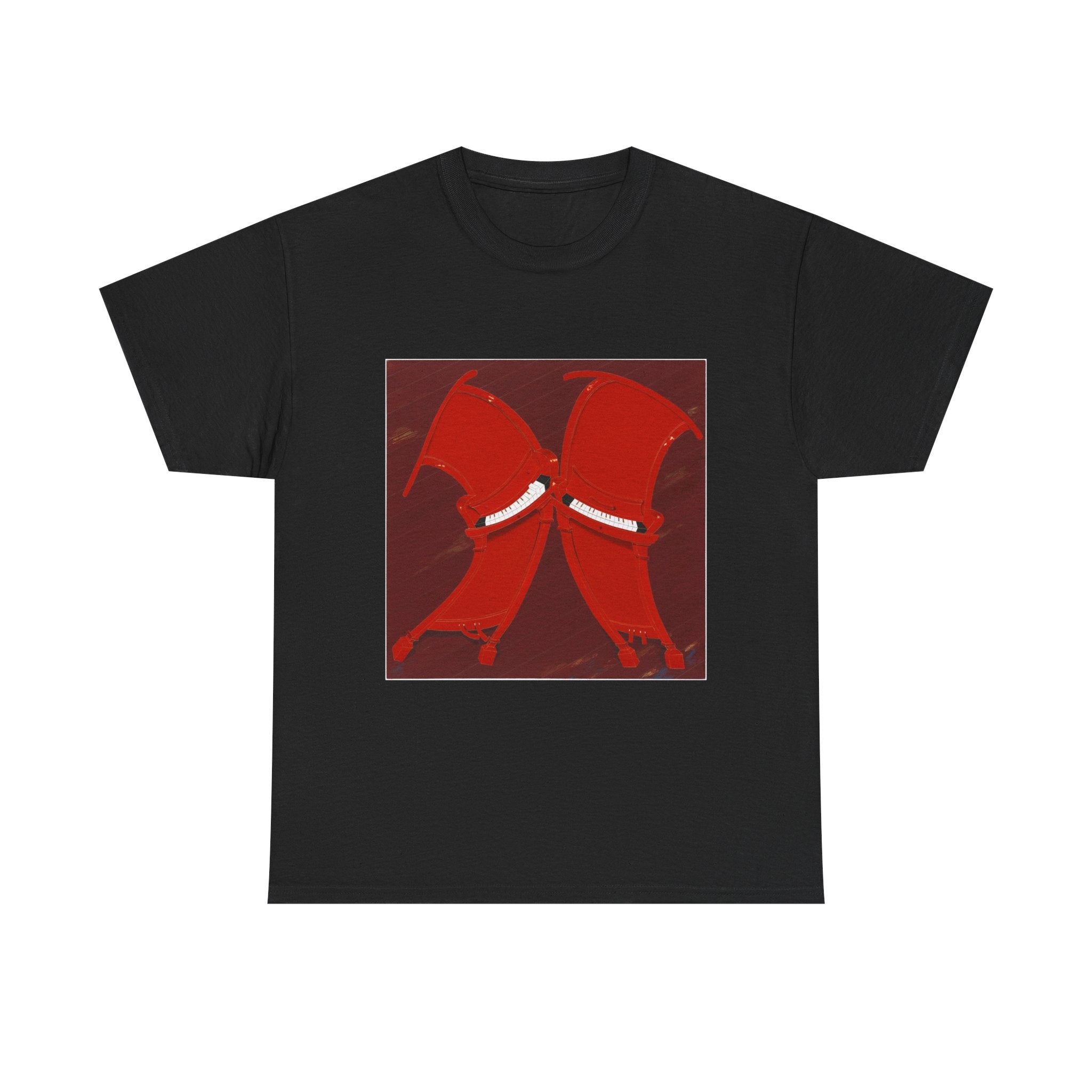 T-Shirt with Piano , Tropical Art Tee for Piano Lovers, Gift for Adventurers, Casual Everyday Wear, Summer Style