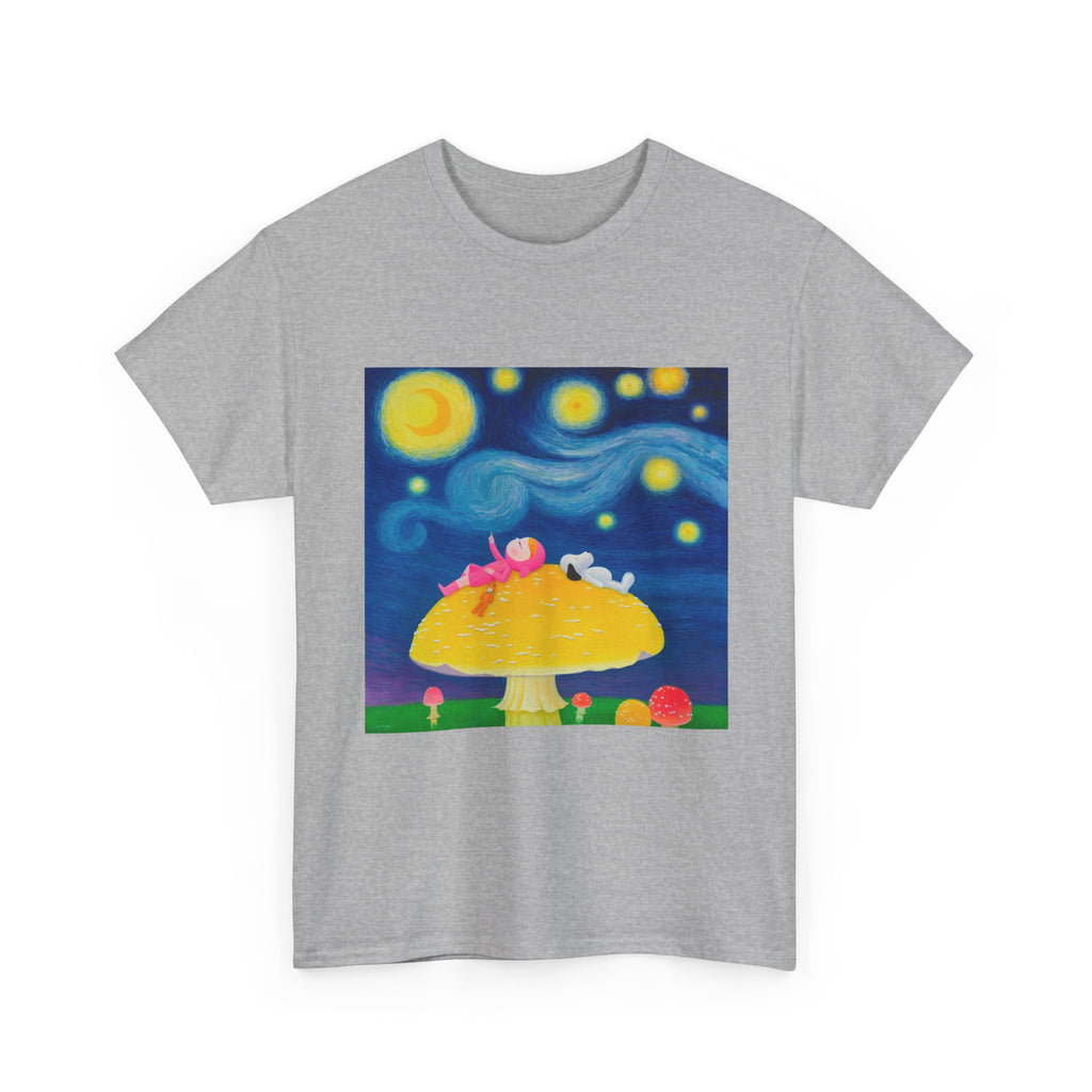 T-Shirt with Little Girl with The Starry Night, Tropical Art Tee for Nature Lovers, Gift for Adventurers, Casual Everyday Wear, Summer Style