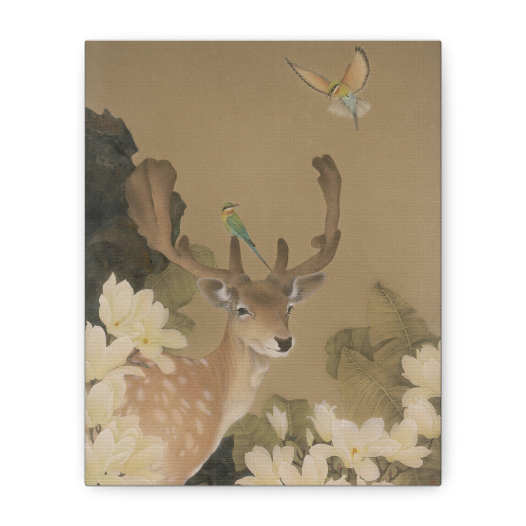 Deer and Eagle -  Chinese  Contemporary watercolor painting - Canvas Print - Gift for year of Horse