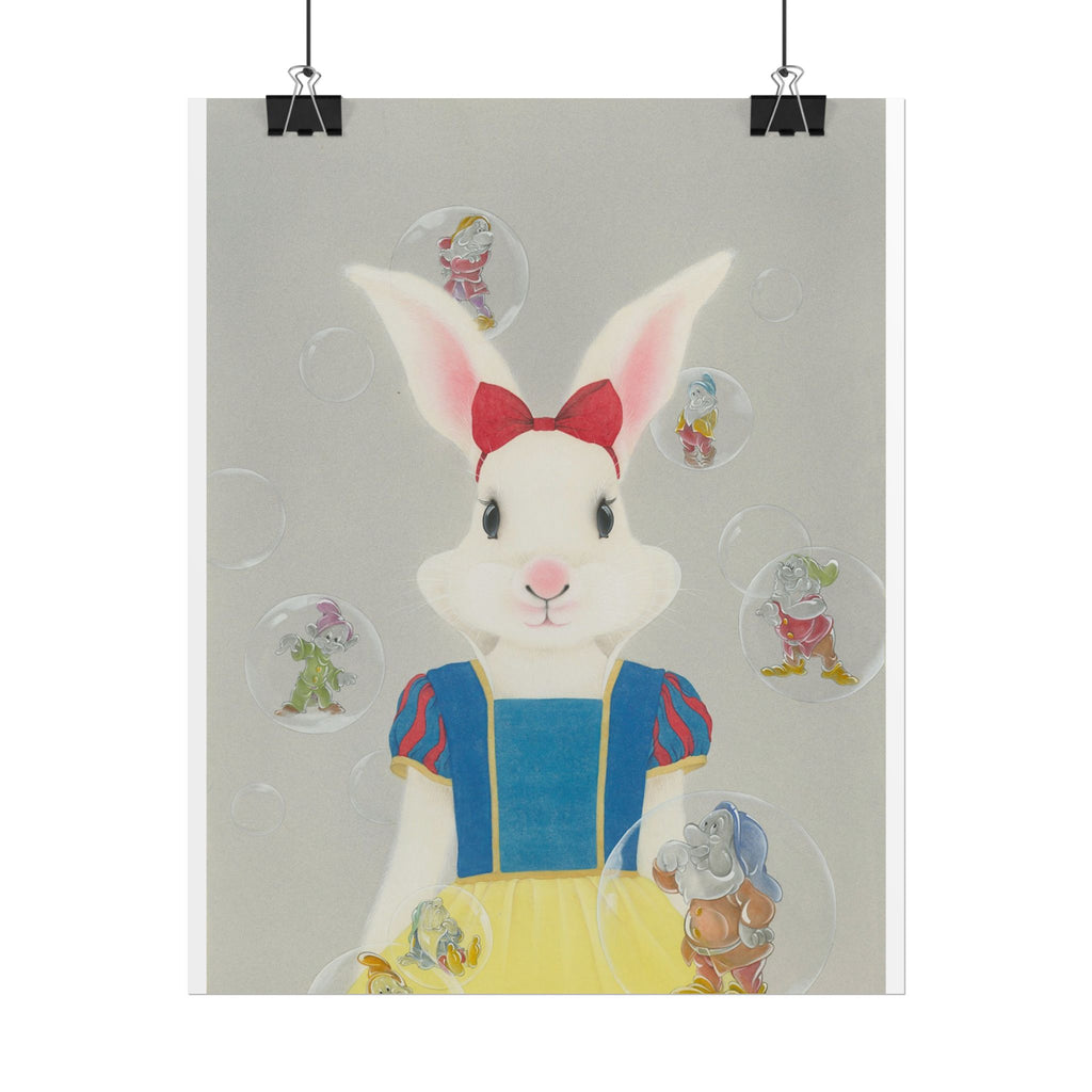 Snow White Rabbit  Art Poster, Cute Animal Decor, Christmas Wall Art, Kids Room Decoration, Gift for Animal Lovers