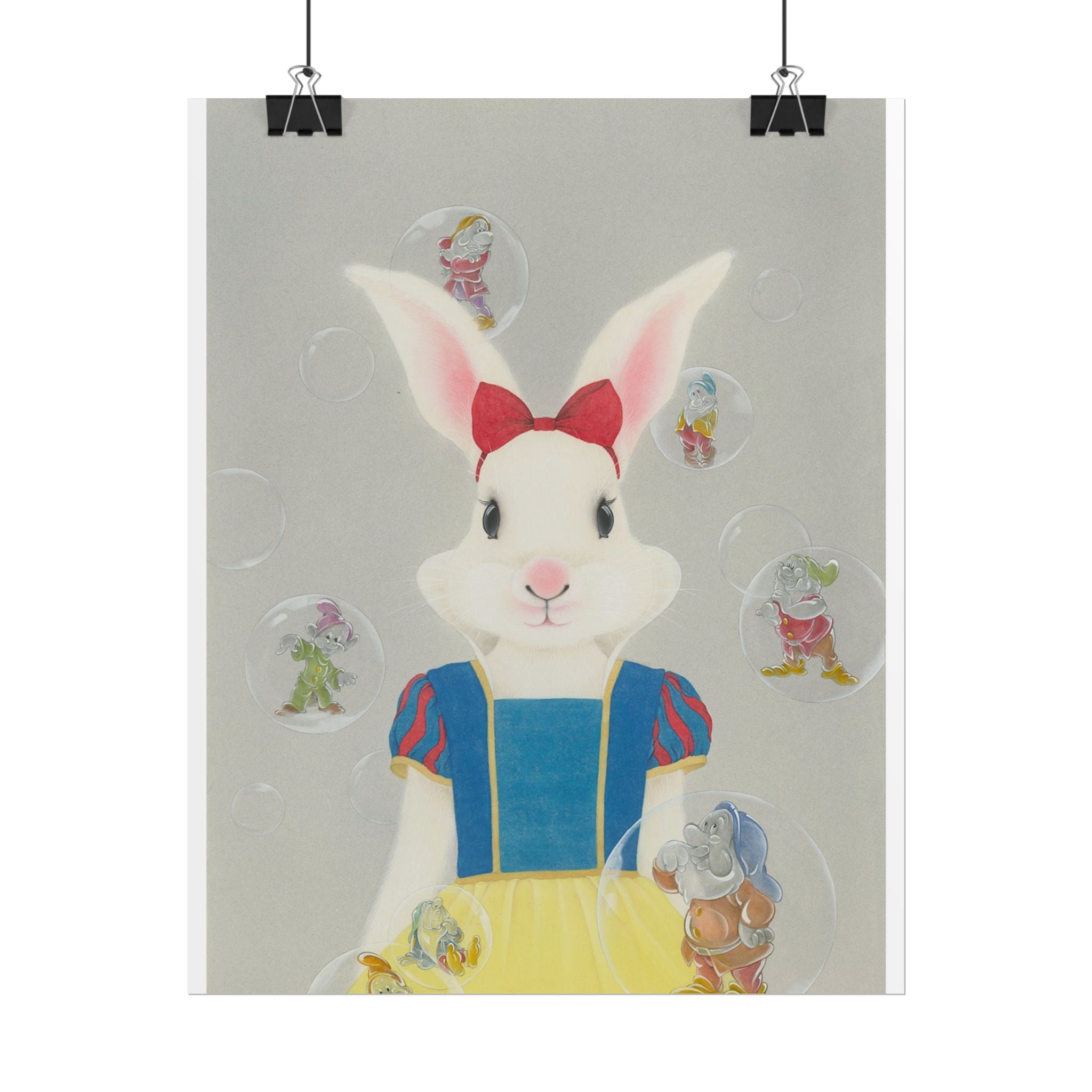 Snow White Rabbit  Art Poster, Cute Animal Decor, Christmas Wall Art, Kids Room Decoration, Gift for Animal Lovers