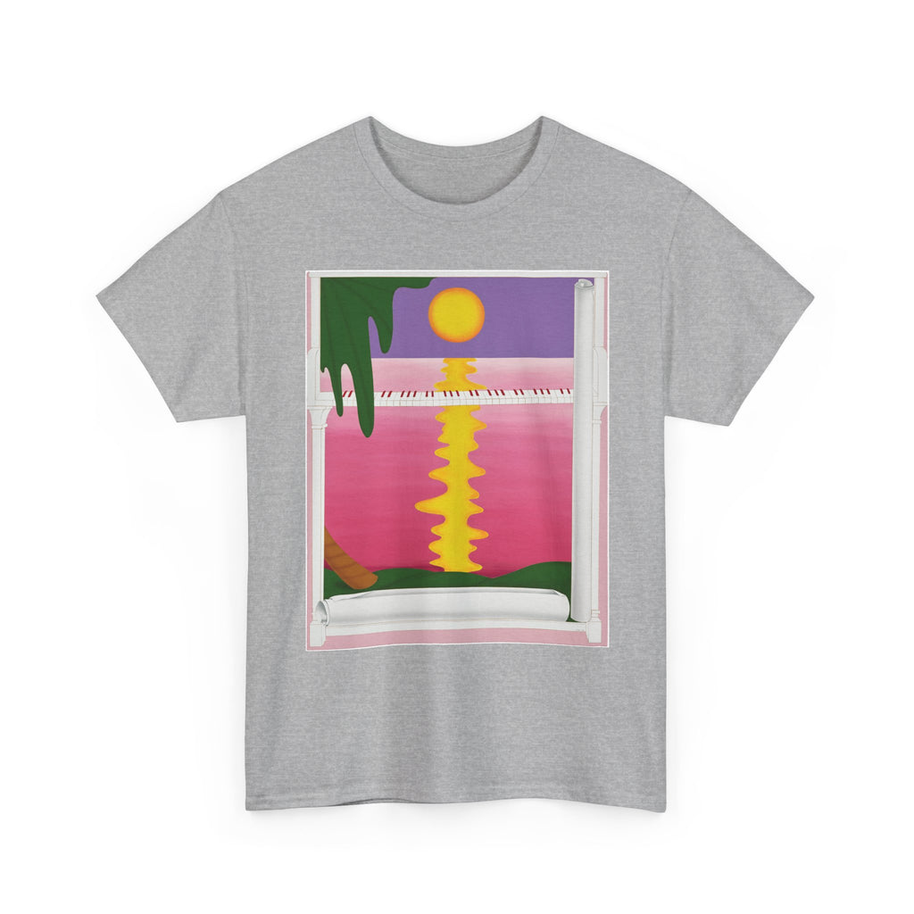 T-Shirt with Piano , Tropical Art Tee for Piano Lovers, Gift for Adventurers, Casual Everyday Wear, Summer Style