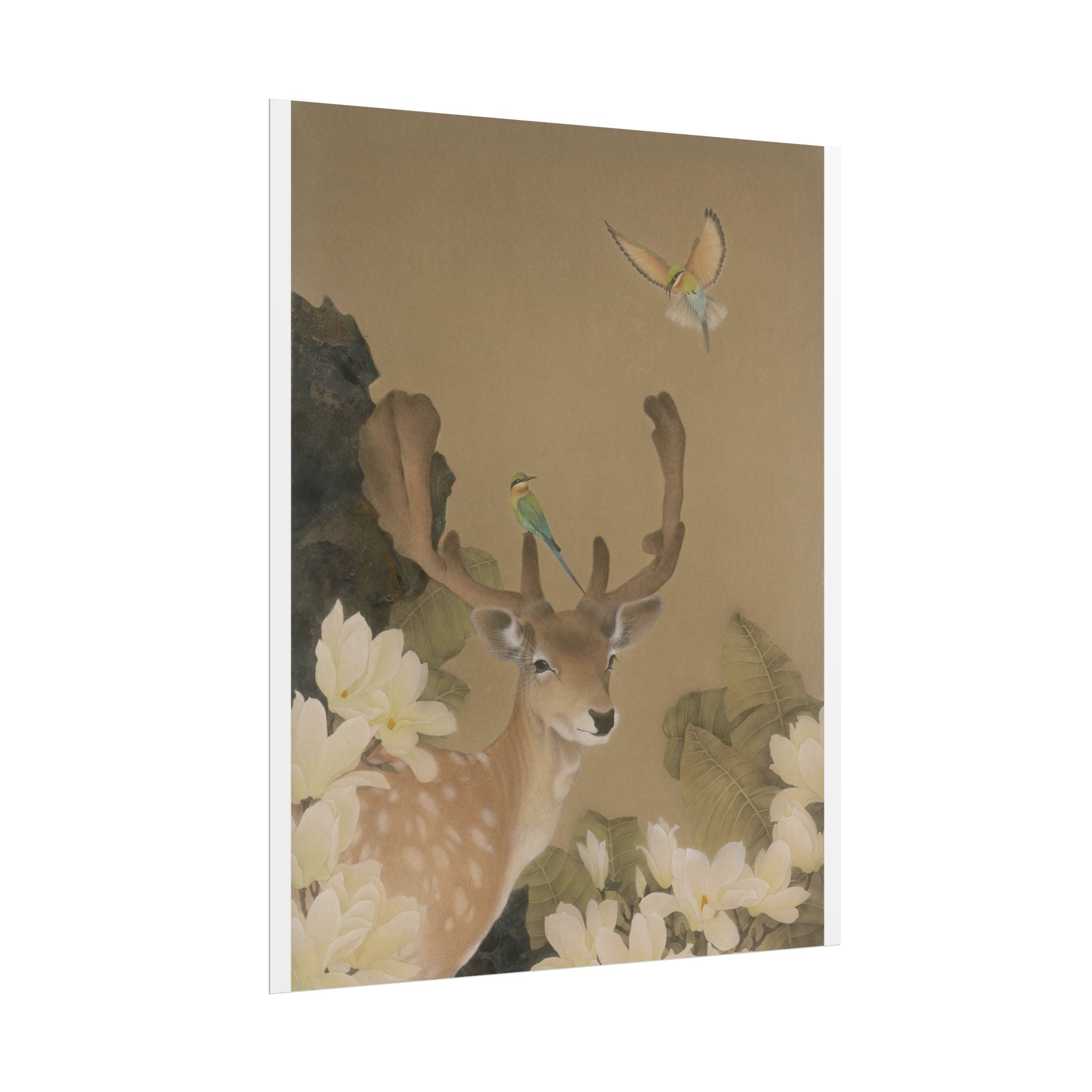 Deer and Eagle Art Poster, Cute Animal Decor, Christmas Wall Art, Kids Room Decoration, Gift for Animal Lovers