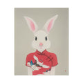 Rabbit with Qipao Art Poster, Cute Animal Decor, Christmas Wall Art, Kids Room Decoration, Gift for Animal Lovers