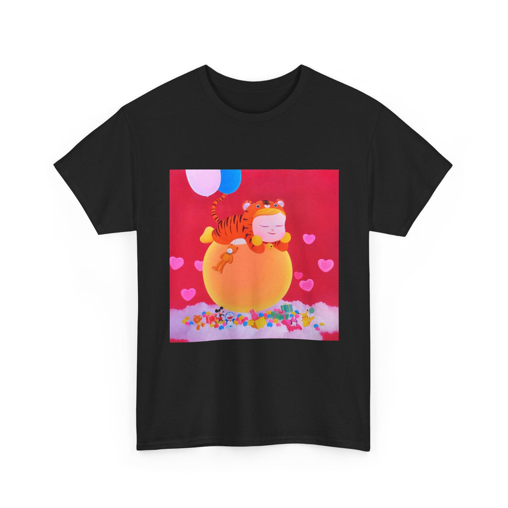 T-Shirt with Little Girl with her teddy, Tropical Art Tee for Nature Lovers, Gift for Adventurers, Casual Everyday Wear, Summer Style