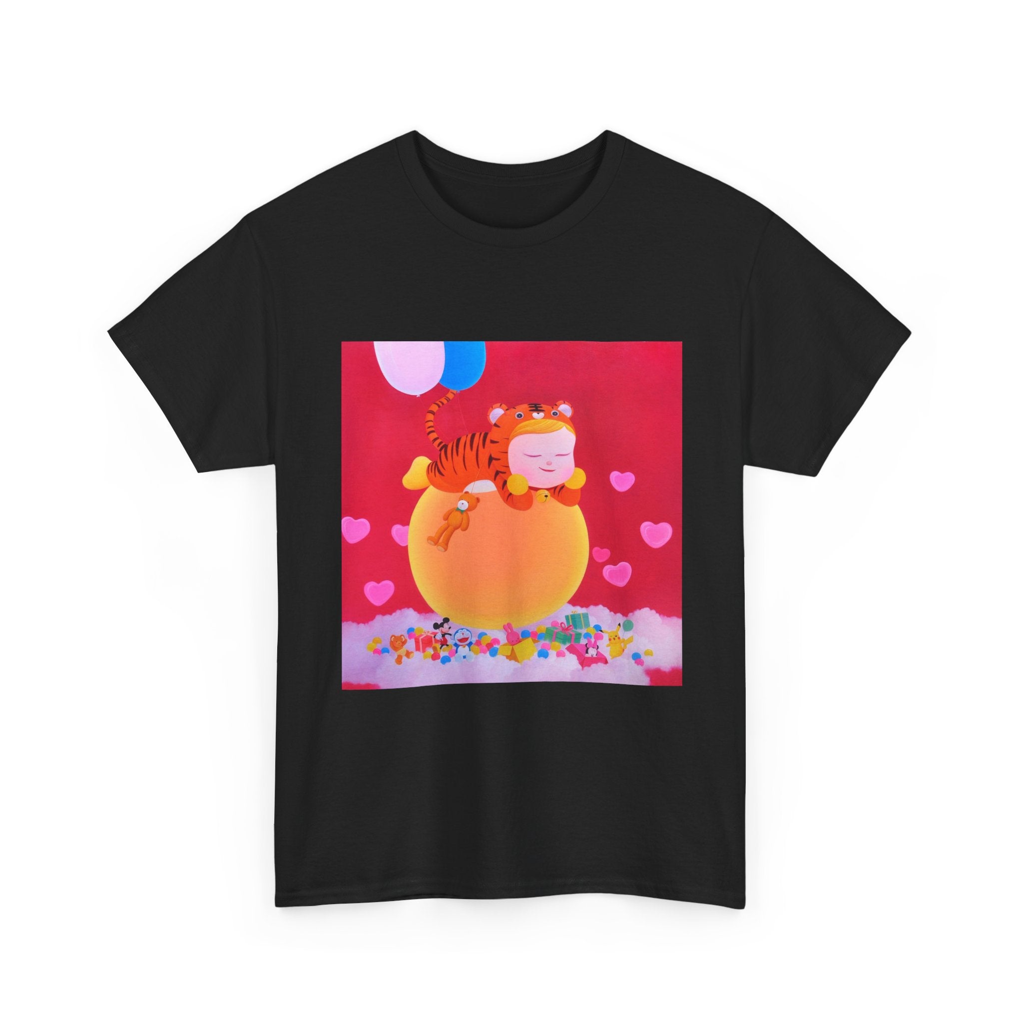 T-Shirt with Little Girl with her teddy, Tropical Art Tee for Nature Lovers, Gift for Adventurers, Casual Everyday Wear, Summer Style