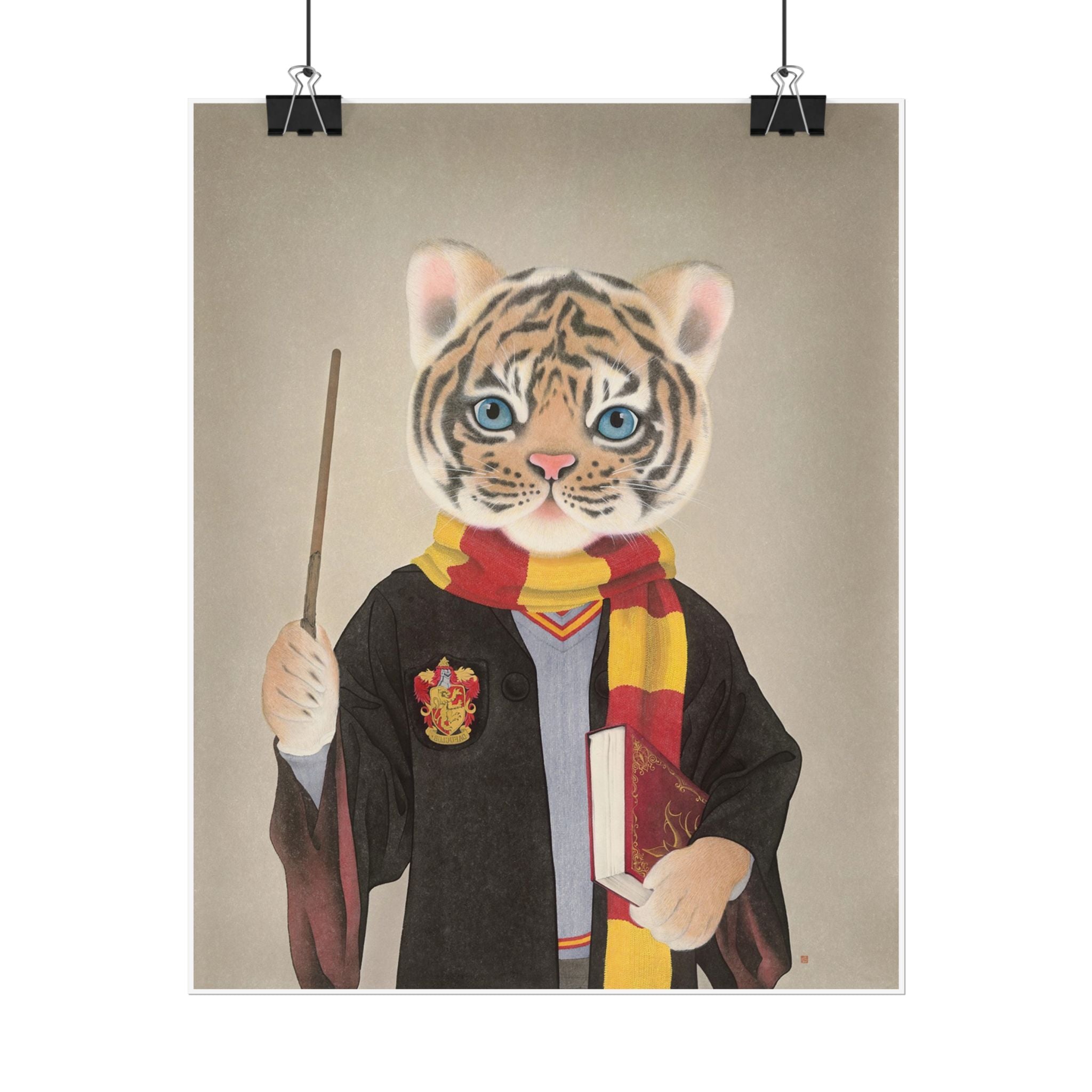 Magic tiger Art Poster, Cute Animal Decor, Christmas Wall Art, Kids Room Decoration, Gift for Animal Lovers