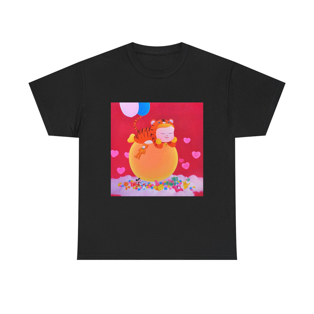 T-Shirt with Little Girl with her teddy, Tropical Art Tee for Nature Lovers, Gift for Adventurers, Casual Everyday Wear, Summer Style