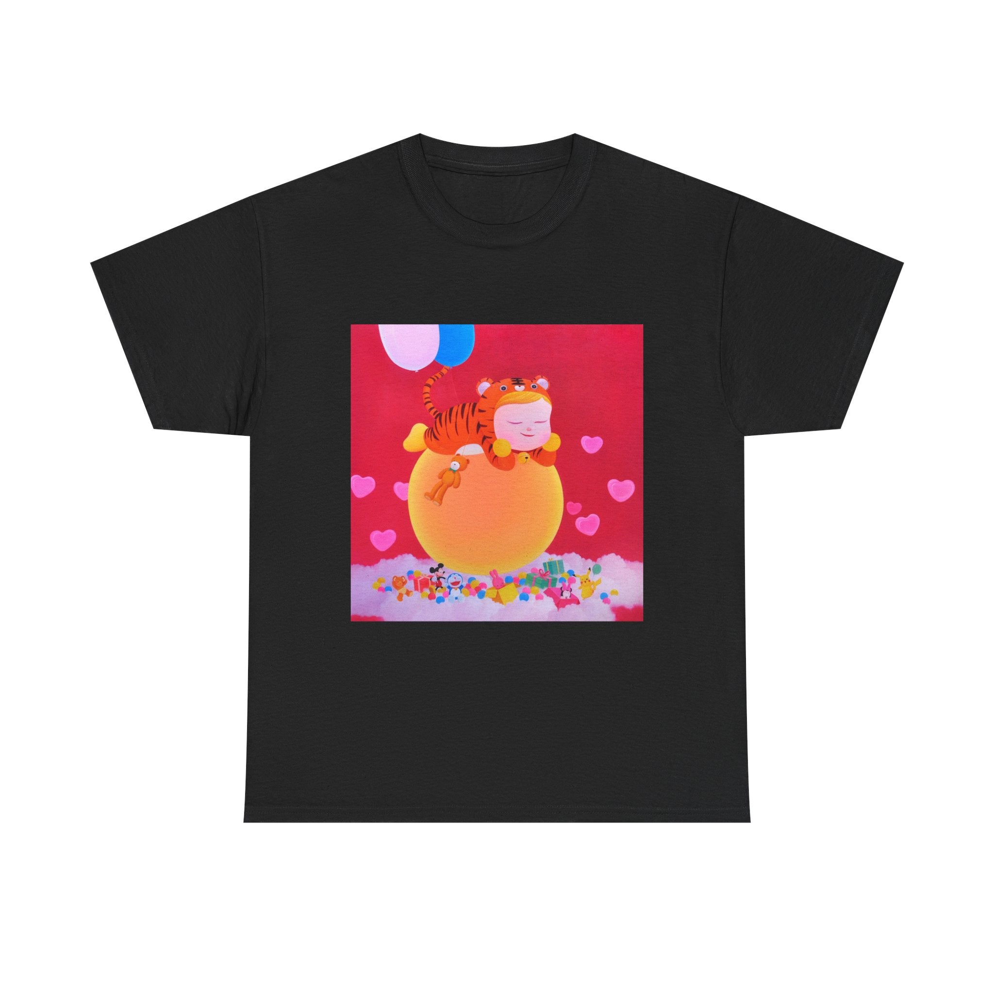 T-Shirt with Little Girl with her teddy, Tropical Art Tee for Nature Lovers, Gift for Adventurers, Casual Everyday Wear, Summer Style