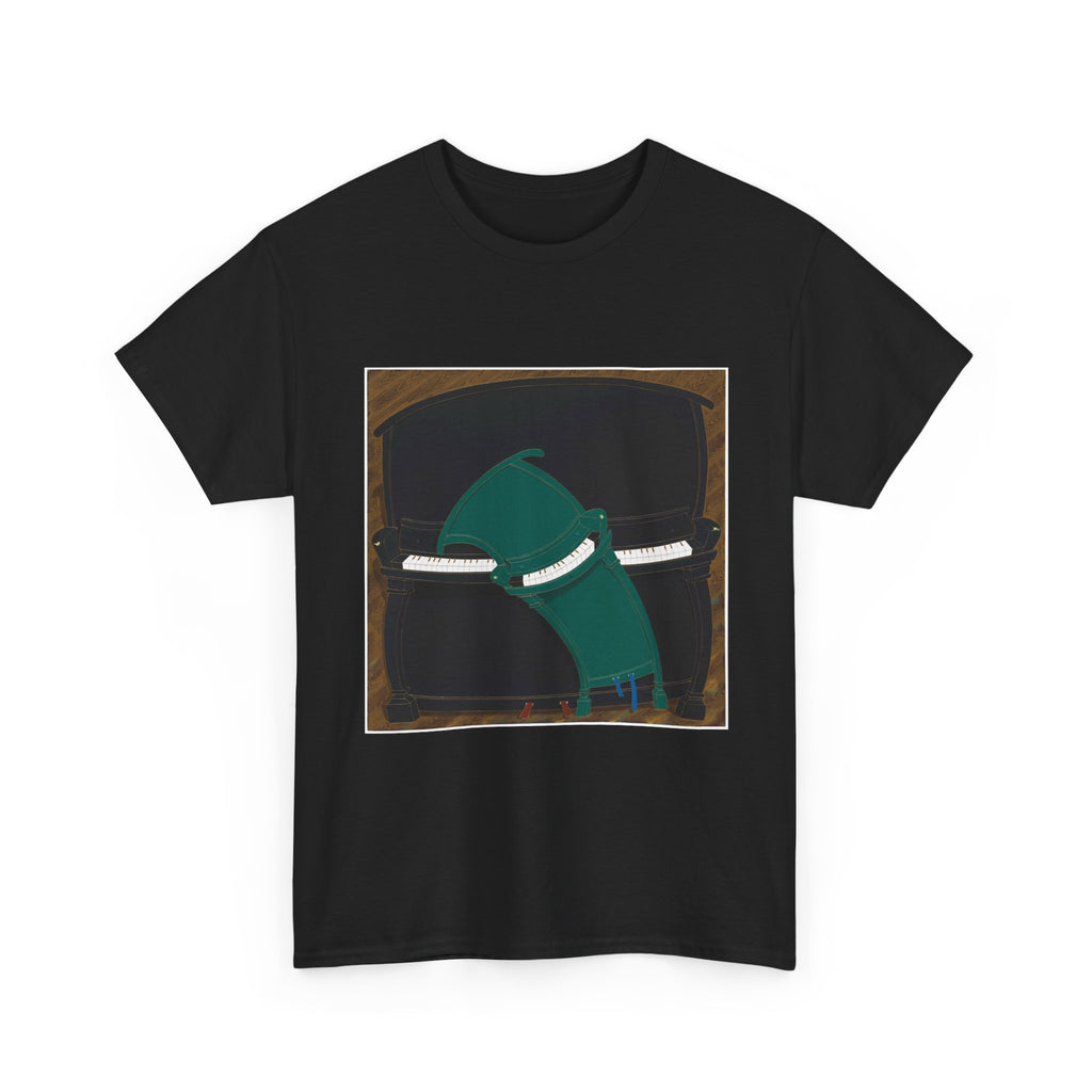 T-Shirt with Piano , Tropical Art Tee for Piano Lovers, Gift for Adventurers, Casual Everyday Wear, Summer Style