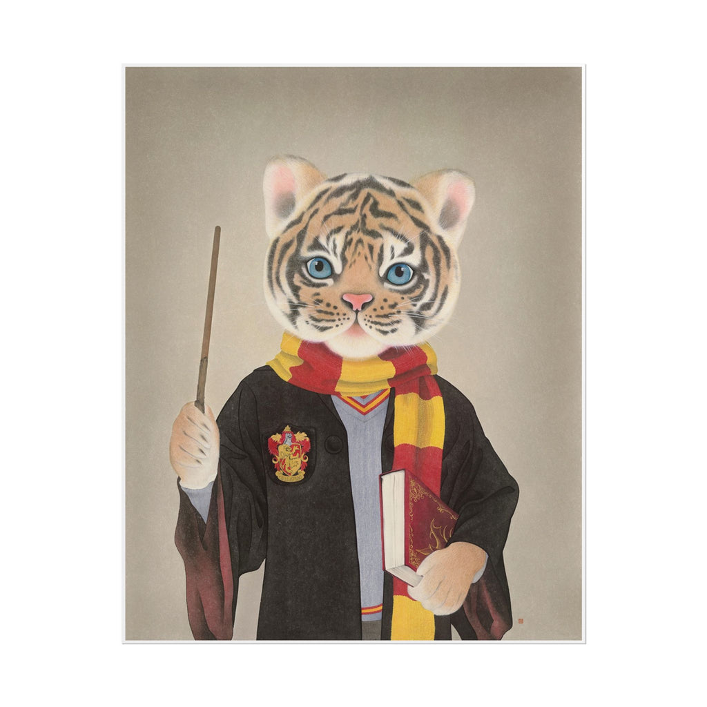 Magic tiger Art Poster, Cute Animal Decor, Christmas Wall Art, Kids Room Decoration, Gift for Animal Lovers