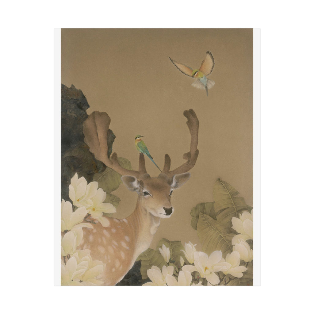 Deer and Eagle Art Poster, Cute Animal Decor, Christmas Wall Art, Kids Room Decoration, Gift for Animal Lovers
