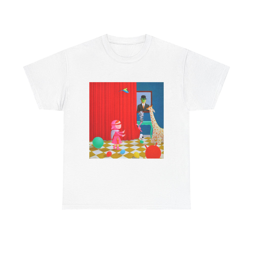 T-Shirt with Little Girl with Magritte, Tropical Art Tee for Nature Lovers, Gift for Adventurers, Casual Everyday Wear, Summer Style