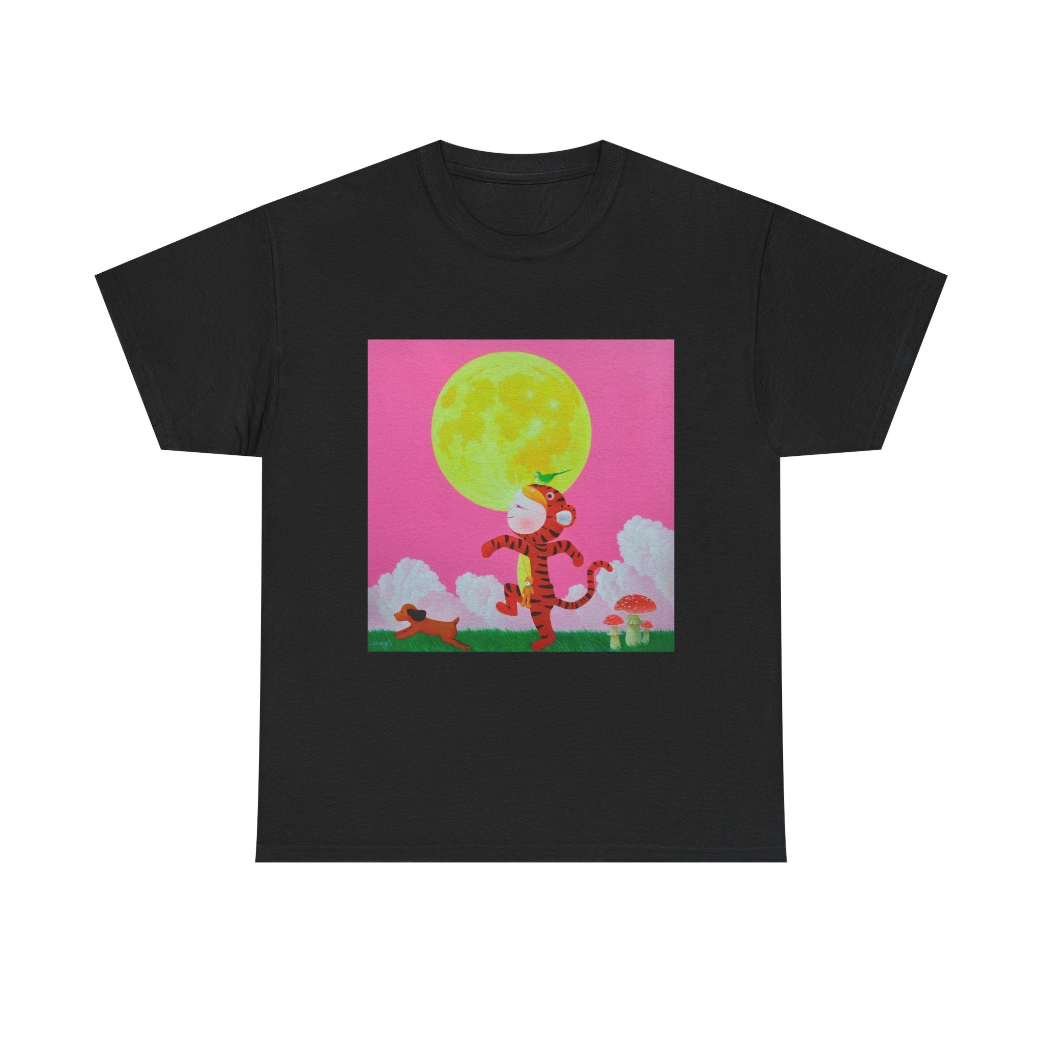 T-Shirt with Walking under the moonlight, Tropical Art Tee for Nature Lovers, Gift for Adventurers, Casual Everyday Wear, Summer Style