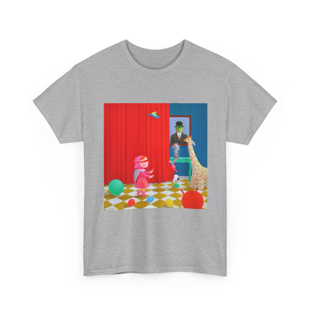 T-Shirt with Little Girl with Magritte, Tropical Art Tee for Nature Lovers, Gift for Adventurers, Casual Everyday Wear, Summer Style