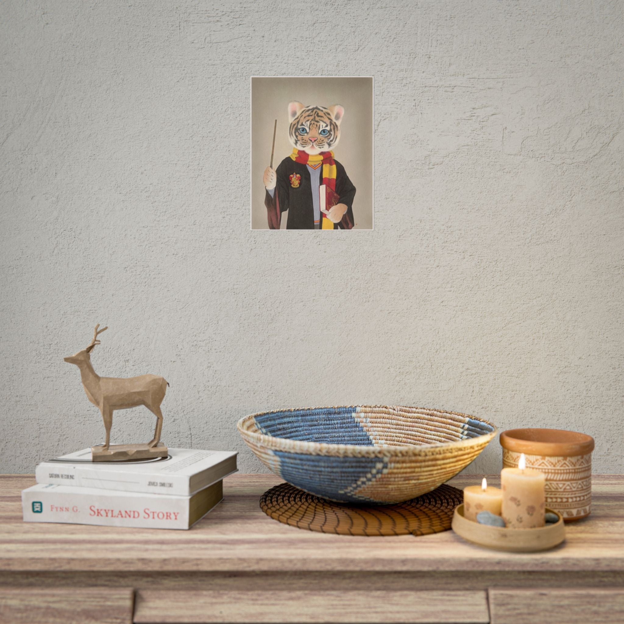 Magic tiger Art Poster, Cute Animal Decor, Christmas Wall Art, Kids Room Decoration, Gift for Animal Lovers
