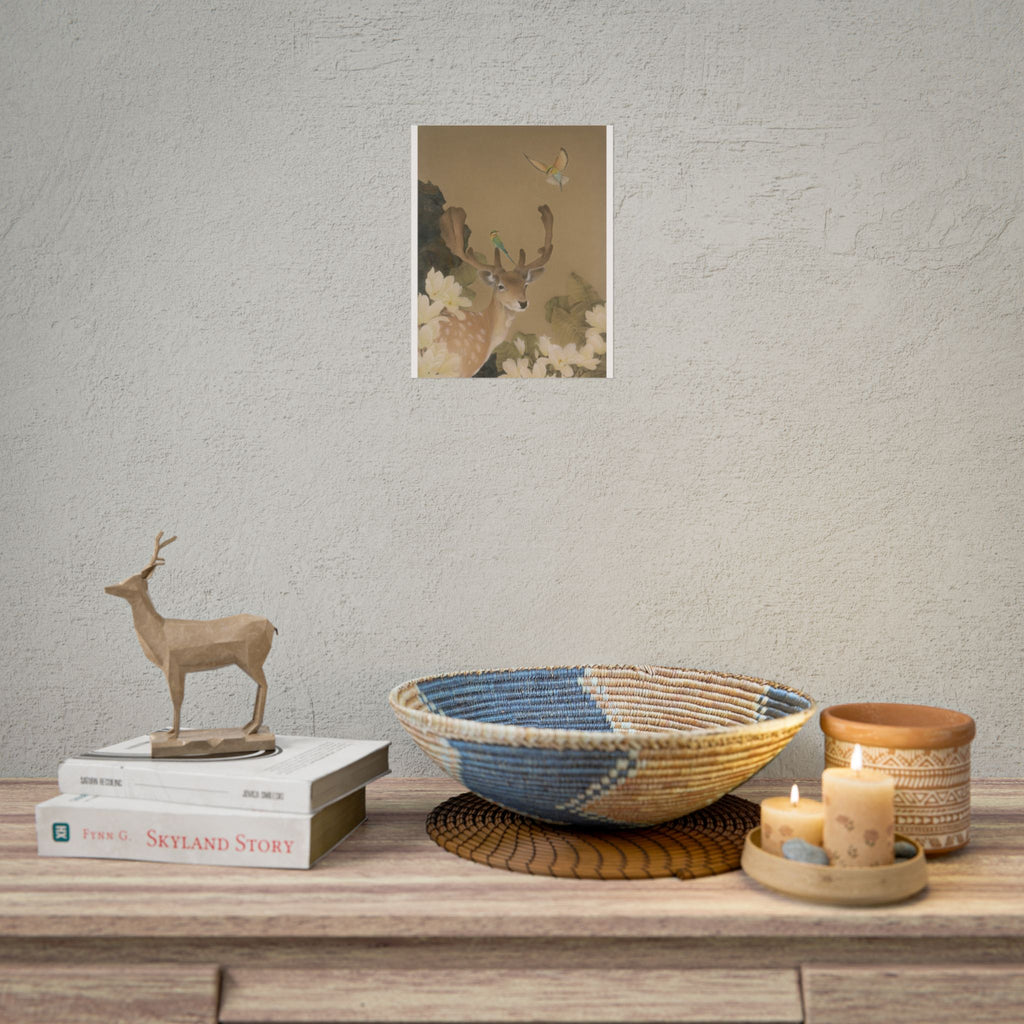 Deer and Eagle Art Poster, Cute Animal Decor, Christmas Wall Art, Kids Room Decoration, Gift for Animal Lovers