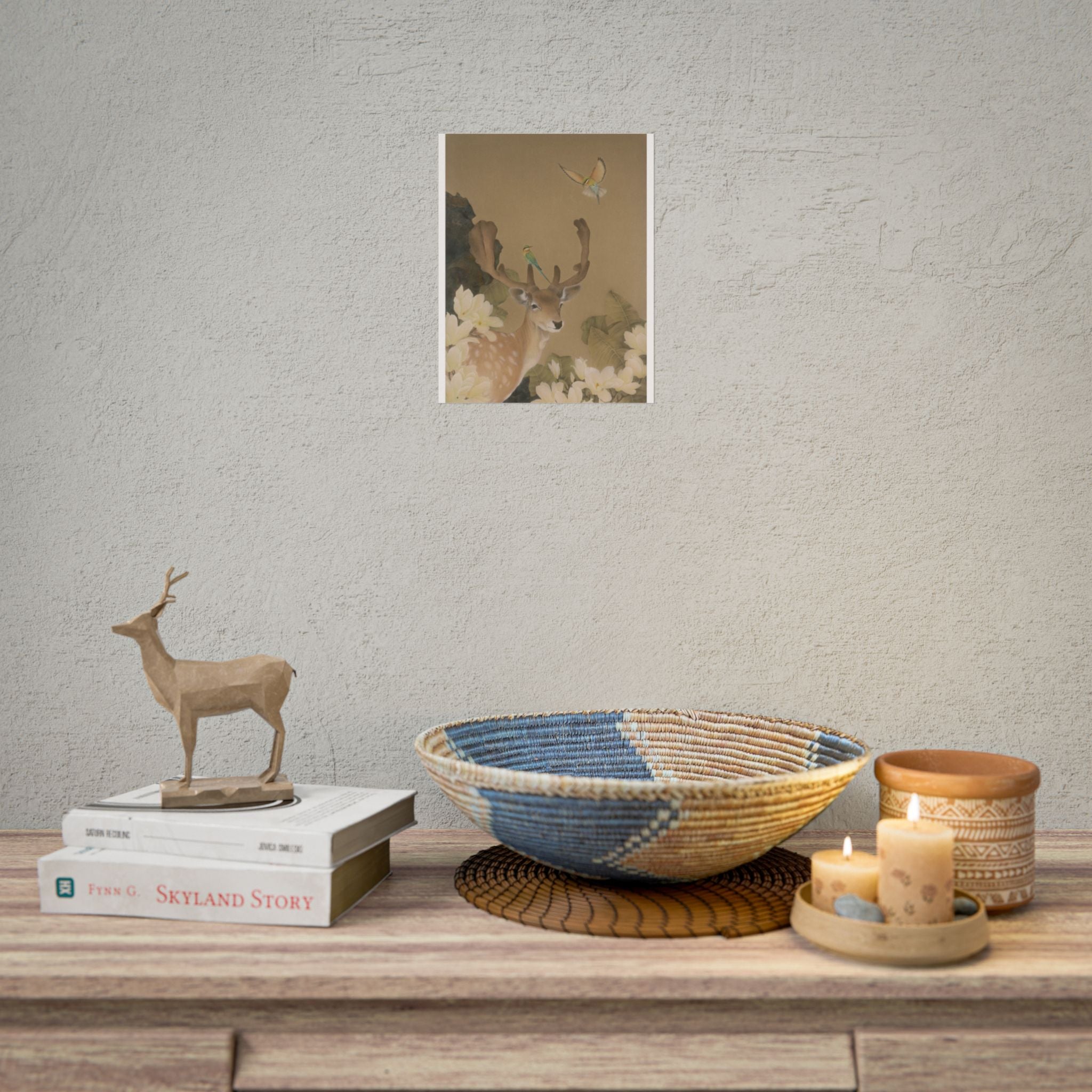 Deer and Eagle Art Poster, Cute Animal Decor, Christmas Wall Art, Kids Room Decoration, Gift for Animal Lovers
