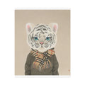 Tiger with Scarf Art Poster, Cute Animal Decor, Christmas Wall Art, Kids Room Decoration, Gift for Animal Lovers
