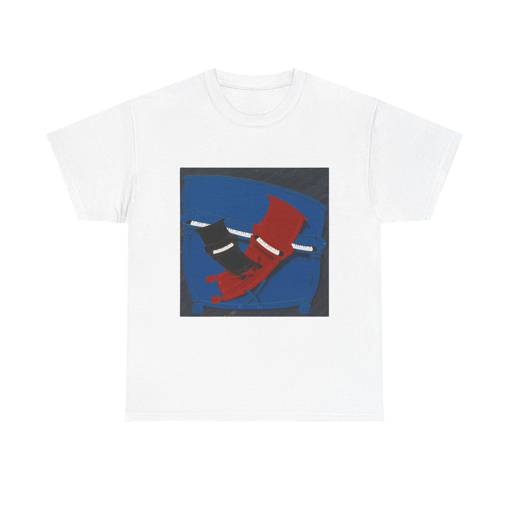 T-Shirt with Piano , Tropical Art Tee for Piano Lovers, Gift for Adventurers, Casual Everyday Wear, Summer Style