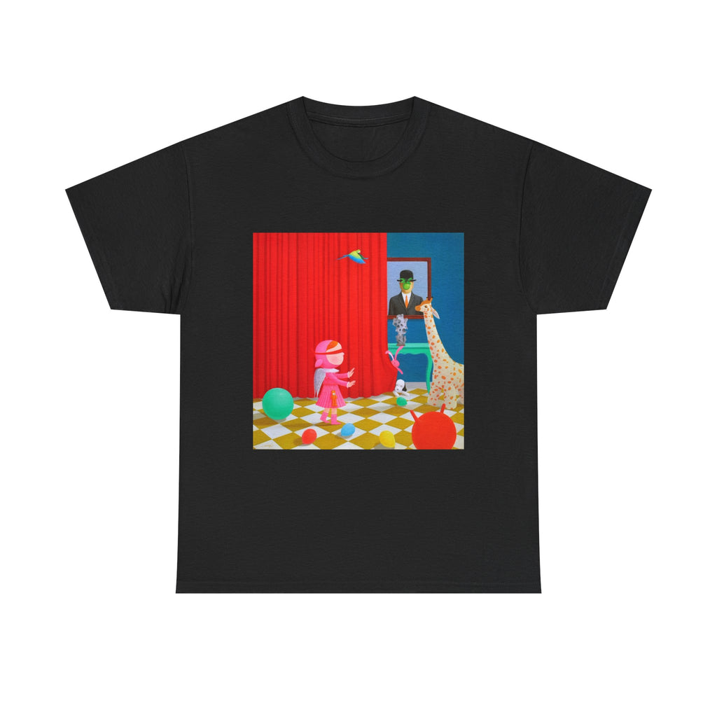 T-Shirt with Little Girl with Magritte, Tropical Art Tee for Nature Lovers, Gift for Adventurers, Casual Everyday Wear, Summer Style