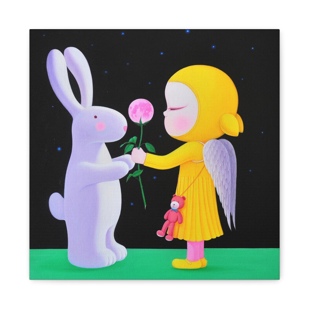 Little Girl with Bunny- Chinese Contemporary artist - Canvas Print - Artwork for kids